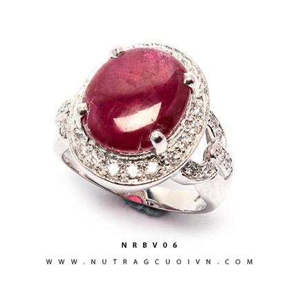 Nhẫn bạc mặt đá Ruby NRBV06