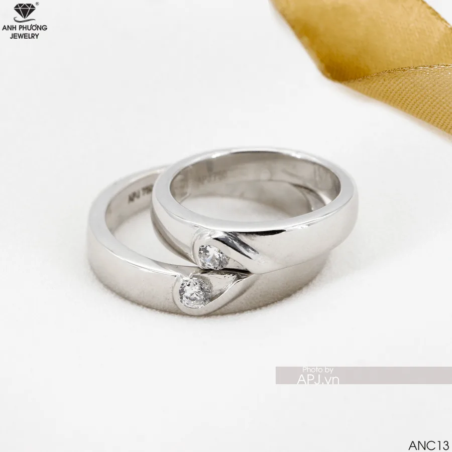 Nhẫn Cưới Vàng Trắng ANC13