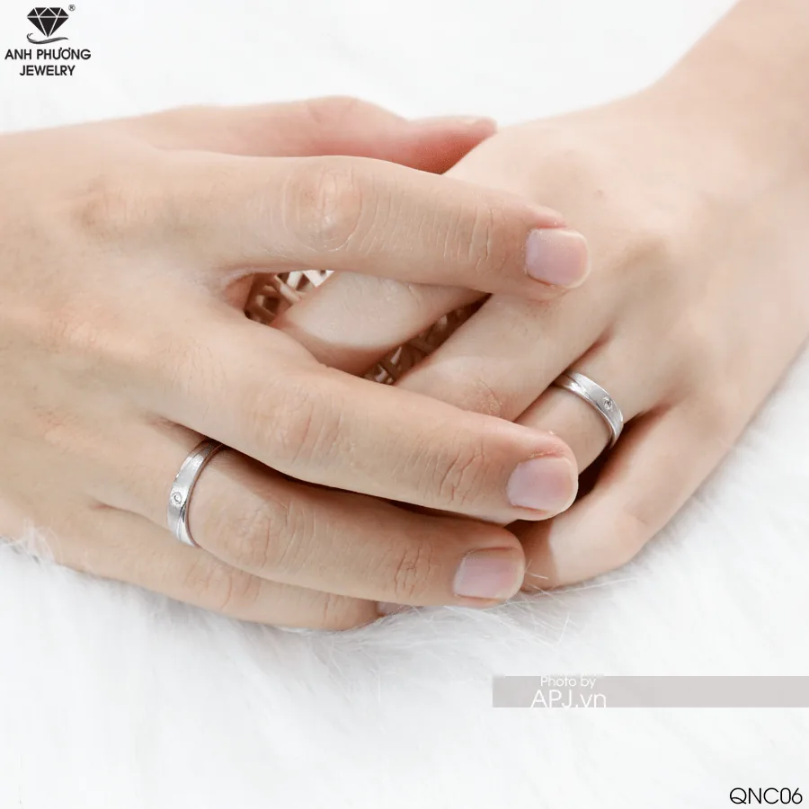 Nhẫn Cưới Vàng Trắng QNC06